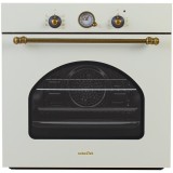 Cuptor incorporabil NBIO-9749RBJ electric, 6 functii, 2 butoane, timer mecanic, 60L, sticla dubla, design rustic, crem