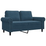 Cumpara ieftin Canapea cu 2 locuri, albastru, 120 cm, catifea