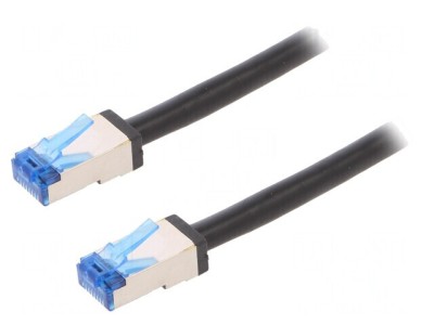 Cablu Patch S/FTP Cat 6a Negru 10m 26AWG foto