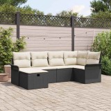 VidaXL Set de canapele pentru grădină cu pernă 6 pcs Negru Rattan poli 3360208