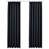 Draperii opace cu carlige, 2 buc., antracit, 140 x 225 cm