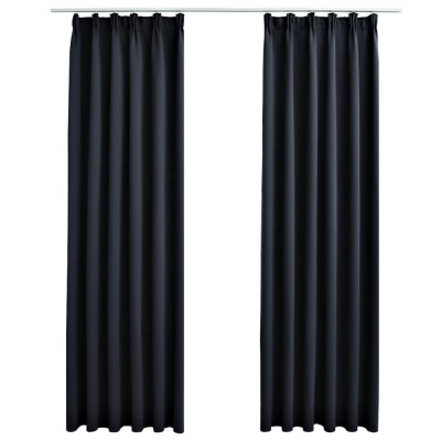 Draperii opace cu carlige, 2 buc., antracit, 140 x 225 cm foto