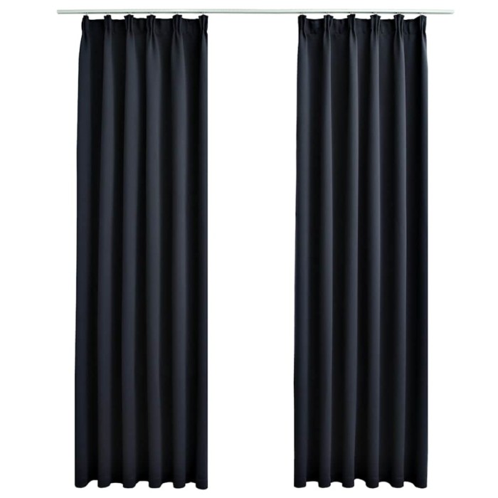 Draperii opace cu carlige, 2 buc., antracit, 140 x 225 cm