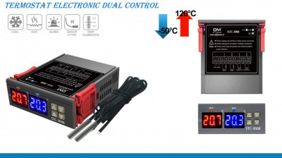 Termostat electronic doi senzori dual control 220V foto