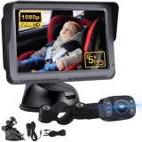 Camera video auto HD pentru monitorizare a bebelusilor si copiilor pentru scaunul din spate al masinii, Baby monitor cu rezolutie 1080p reglabil LCD d, Visionhub