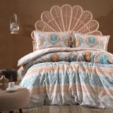 Cumpara ieftin Lenjerie pat dublu,bumbac ranforce,4 piese,multicolora cu forme geometrice,Arnetti-A1315