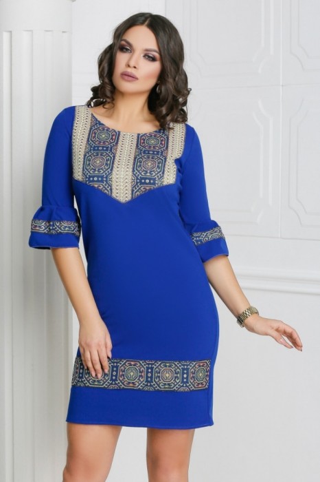 Rochie Traditionala Mona Albastru - 38Marimea