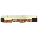 vidaXL Set de canapele de exterior cu pernă 9 pcs Natural și Crem 3383753