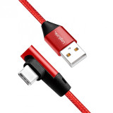 Cablu USB 2.0 la USB-C unghi 90 grade T-T 1m Rosu, Logilink CU0146