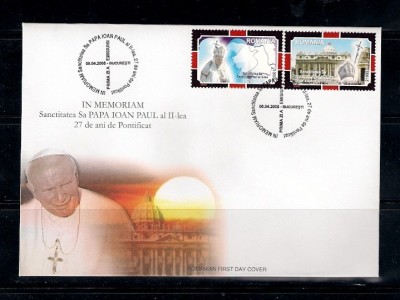 ROMANIA 2005 - IN MEMORIAM PAPA IOAN PAUL AL II-LEA, FDC - LP 1680 foto