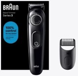 Aparat de tuns barba Braun BT3400, cu buton rotativ de precizie, 1 instrumente de &icirc;ngrijire, autonomie 50 minute, Negru