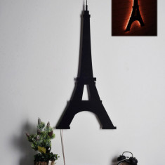Decoratiune luminoasa LED, Eiffel Tower, MDF, 60 LED-uri, Rosu