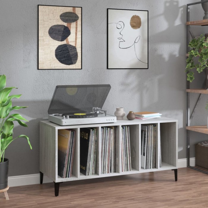 vidaXL Dulap pentru discuri gri sonoma, 100x38x48 cm, lemn prelucrat 831987