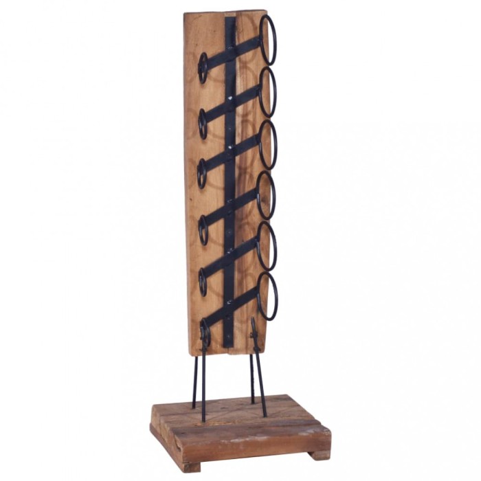 vidaXL Suport 6 sticle de vin, 35x35x100 cm, lemn masiv de tec
