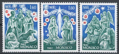 Monaco 1982 Mi 1561/63 MNH - Crăciun: Figurine Nașterea Domnului foto