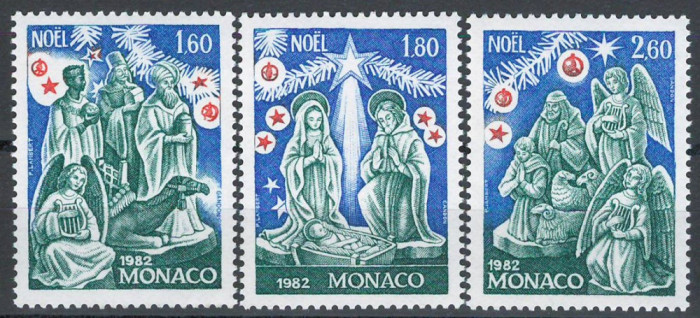 Monaco 1982 Mi 1561/63 MNH - Crăciun: Figurine Nașterea Domnului