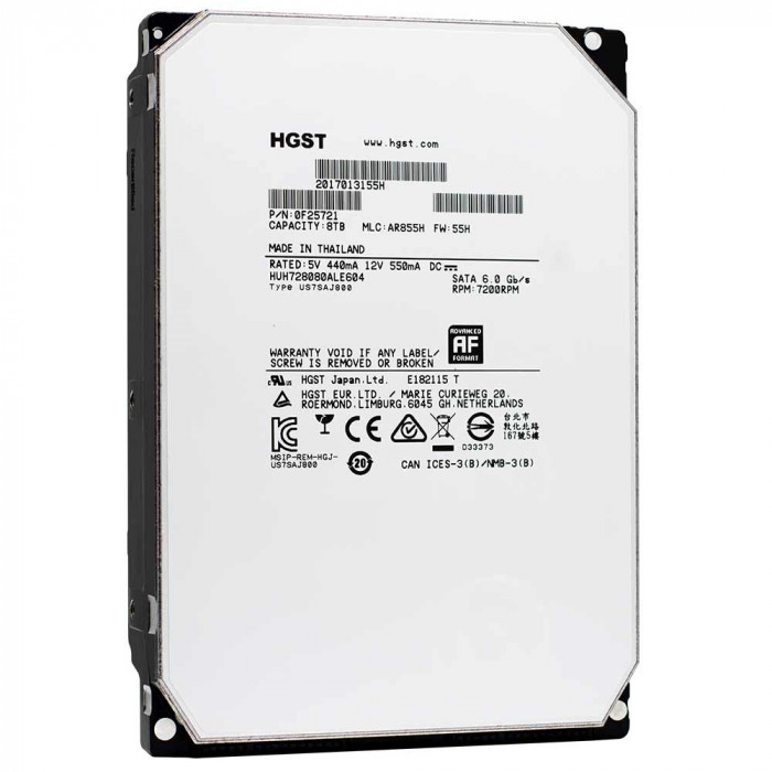 Hard Disk Server 8TB SATA 7.2K 3.5&quot; 512e 128MB Cache HGST Ultrastar He8 HUH728080ALE604