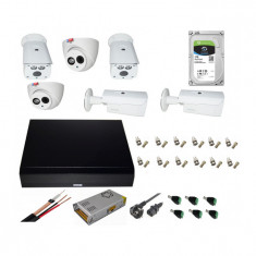 Kit profesional 6 camere supraveghere 2MP, IP67 + DVR 8 canale Pentabrid H.265 + Sursa + Cablu + Mufe + HDD 1TB foto