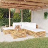 Cumpara ieftin Set mobilier grădină cu perne, 6 piese, lemn masiv de tec