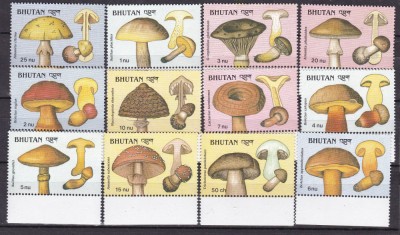 Bhutan 1989 ciuperci MI 1145-1156 MNH foto
