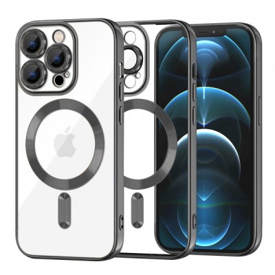 Husa MagSafe pentru Apple iPhone 12 Pro Max, Techsuit, Luxury Crystal, Neagra foto