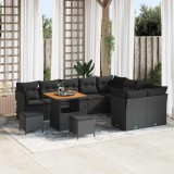 VidaXL Set de canapele pentru grădină 12 pcs Negru 80 x 80 x 71 cm