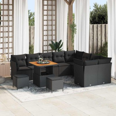 vidaXL Set de canapele pentru grădină 12 pcs Negru 80 x 80 x 71 cm 3363469 foto