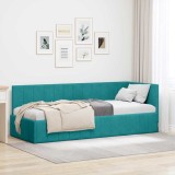vidaXL Cadru de pat colțar cu headboard Turcoaz 80 x 200 cm Catifea