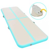 vidaXL Saltea gimnastică gonflabilă cu pompă verde 600x100x10cm PVC