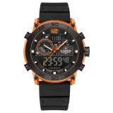 Ceas Barbati Naviforce 6104 Negru-Portocaliu , Design Sport, Functii Multiple, Alarma, Rezistent la Apa 5ATM