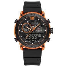 Ceas Barbati Naviforce 6104 Negru-Portocaliu , Design Sport, Functii Multiple, Alarma, Rezistent la Apa 5ATM