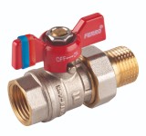 Robinet de trecere cu bila Ferro F-Comfort, cu racord olandez, alama, filet interior-exterior, 1/2&quot;, PN20, maner fluture