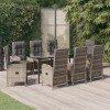 VidaXL Set mobilier de grădină cu perne, 9 piese, negru/gri, poliratan 3185206