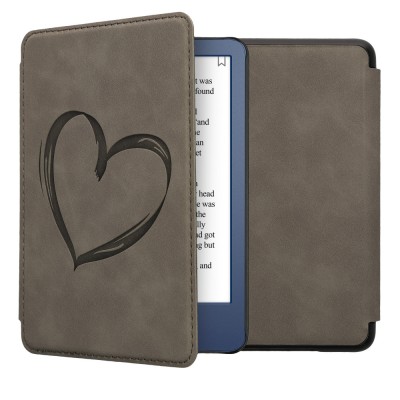Husa kwmobile pentru Amazon Kindle (2022), Piele ecologica, Gri, 59990.01 foto
