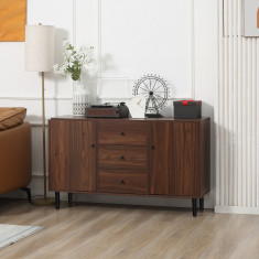 HOMCOM Bufet modern pentru sufragerie, hol din lemn si PAL cu 2 dulapuri si 3 sertare, 127x40x76 cm, maro si negru