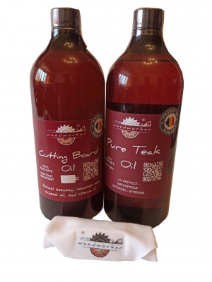 Dual Pack, Pure Teak Oil, Cutting Board Oil, laveta bumbac, 1000 ml/1000 ml foto