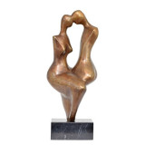 Cuplu imbratisat-statueta din bronz pe un soclu din marmura TBE-28, Abstract