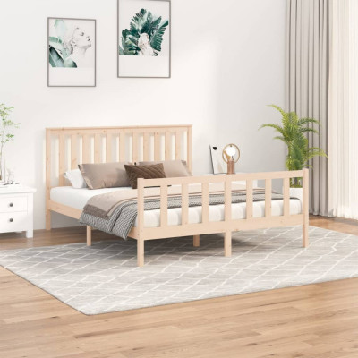 vidaXL Cadru de pat cu tăblie King Size 5FT, 150x200 cm lemn masiv pin foto
