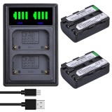 Set 2 acumulatori NP-FM50 + incarcator dublu Sony DCR-PC101 A100 DSLR-A100
