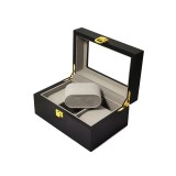 Cumpara ieftin Cutie Lemn pentru 3 Ceasuri &ndash; 3LN &ndash; Geam de Sticlă &ndash; Pernițe Catifea &ndash;