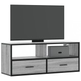 Cumpara ieftin Dulap TV, gri sonoma, 100x31x39,5 cm, lemn prelucrat și metal