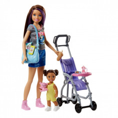 Papusa Barbie cu copil si accesorii, 21 cm, multicolor foto