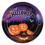 Farfurii Petrecere Halloween, Castel, Dovleci, Lilieci, Multicolor, Set 6 buc, 23 cm.