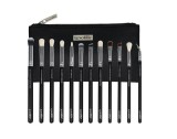 Set 12 Pensule Machiaj Luxorise Silver, Borseta Inclusa, Pensule Fard Pleoape, Eyeliner, Sprancene, Contur, Blending, Concealer