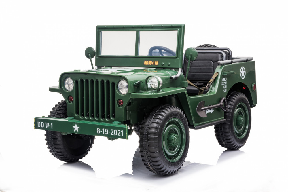 Masinuta electrica pentru 3 copii Jeep USA ARMY 4X4 180W 12V 14Ah, culoare  verde | Okazii.ro