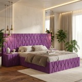 Pat Tapitat Iris Mov Cu Extensii Si Noptiere Tapitate Comandă acum