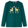 Tricou de copii cu mâneci lungi verde închis 128, vidaXL