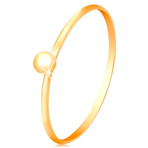 Inel din aur galben 14K - bilă mică lucioasă, brațe fine - Marime inel: 64