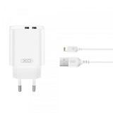 Incarcator Retea Cu Cablu Lightning XO Design CE34, 12W, 2.4A, 2 x USB-A, Alb
