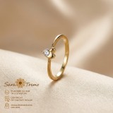 Inel Floare de Lumina , model fin cu zirconia, placat cu aur 14K